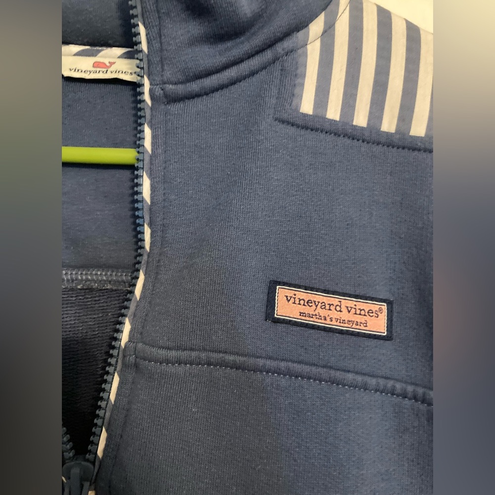 Vineyard Vines Quarter Zip Sweatshirt — Blue Thin Line Detailing